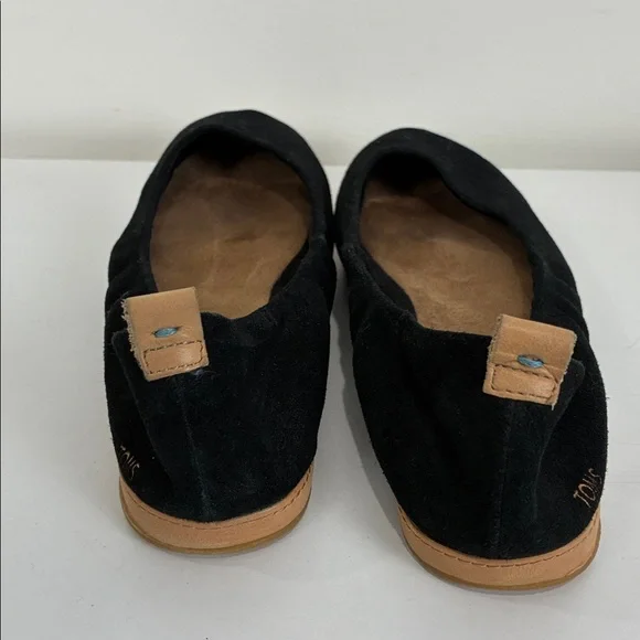 Toms Olivia Suede Ballet Flat Women’s 5.5 Black Tan - Picture 3 of 6